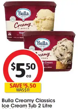 Coles Bulla Creamy Classics Ice Cream Tub offer