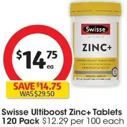 Coles Swisse Ultiboost Zinc+ Tablets 1 offer