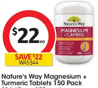 Coles Nature's Way Magnesium + Turmeric Tablets offer