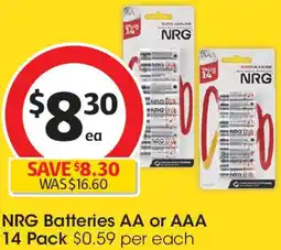 Coles NRG Batteries AA or AAA offer