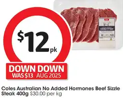 Coles Coles Australian No Added Hormones Beef Sizzle Steak offer