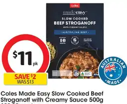 Coles Coles Made Easy Slow Cooked Beef Stroganoff with Creamy Sauce offer