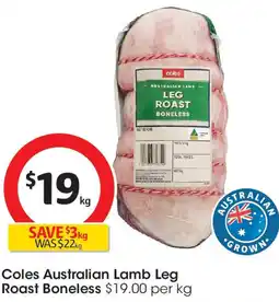 Coles Coles Australian Lamb Leg Roast Boneless offer