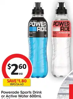 Coles Powerade Sports Drink or Active Water offer