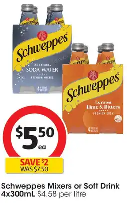 Coles Schweppes Mixers or Soft Drink offer