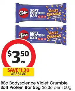 Coles BSc Bodyscience Violet Crumble Soft Protein Bar offer