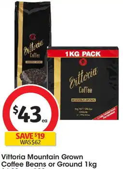 Coles Vittoria Mountain Grown Coffee Beans or Ground offer