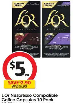 Coles L'Or Nespresso Compatible Coffee Capsules offer