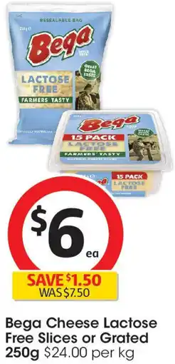 Coles Bega Cheese Lactose Free Slices or Grated offer