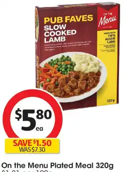 Coles On the Menu Plated Meal offer