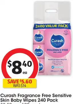 Coles Curash Fragrance Free Sensitive Skin Baby Wipes offer