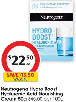 Coles Neutrogena Hydro Boost Hyaluronic Acid Nourishing Cream offer