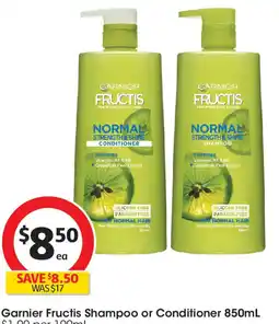 Coles Garnier Fructis Shampoo or Conditioner offer