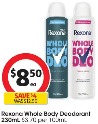 Coles Rexona Whole Body Deodorant offer
