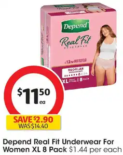 Coles Depend Real Fit Underwear For Women XL offer