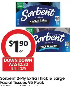 Coles Sorbent 2-Ply Extra Thick & Large Facial Tissues offer