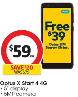 Coles Optus X Start 4 4G offer