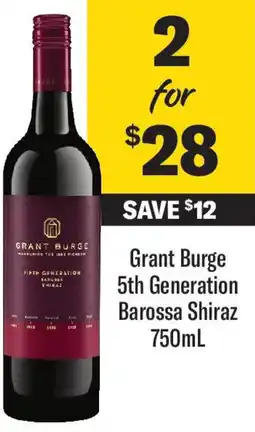 Coles Grant Burge 5th Generation Barossa Shiraz offer