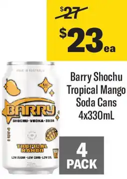Coles Barry Shochu Tropical Mango Soda Cans offer