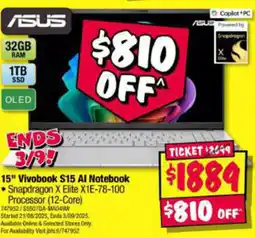 JB Hi-Fi 15" Vivobook S15 AI Notebook offer