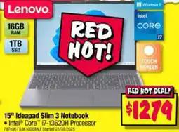 JB Hi-Fi 15" Ideapad Slim 3 Notebook offer