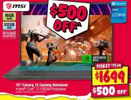 JB Hi-Fi 15" Cyborg 15 Gaming Notebook offer