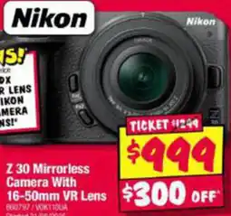 JB Hi-Fi Z 30 Mirrorless Camera With 16-50mm VR Lens offer