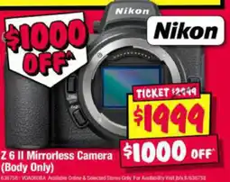 JB Hi-Fi Z6 II Mirrorless Camera offer