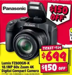 JB Hi-Fi Lumix FZ80DGN-K 18.1MP 60x Zoom 4K *Digital Compact Camera offer