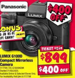 JB Hi-Fi LUMIX G100D Compact Mirrorless Camera offer