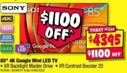 JB Hi-Fi 85" 4K Google Mini LED TV offer