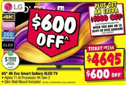 JB Hi-Fi LG 65" 4K Evo Smart Gallery OLED TV offer