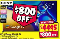 JB Hi-Fi SONY 65" 4K Google QD OLED TV offer