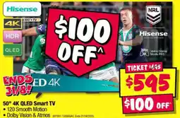 JB Hi-Fi Hisense 50" 4K QLED Smart TV offer