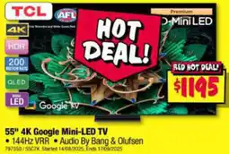 JB Hi-Fi TCL 55" 4K Google Mini-LED TV offer