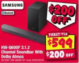 JB Hi-Fi SAMSUNG HW-Q600F 3.1.2 Channel Soundbar With Dolby Atmos offer