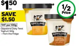 Woolworths Gippsland Dairy Twist Yoghurt offer