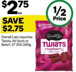 Woolworths Darrell Lea Liquorice Twists, All Sorts or Batch 37 offer