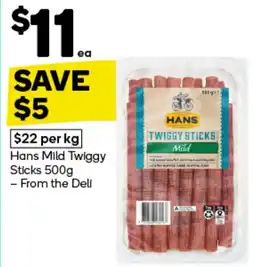 Woolworths Hans Mild Twiggy Sticks offer