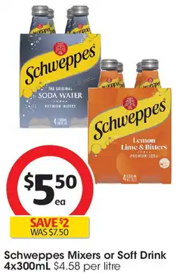 Coles Schweppes Mixers or Soft Drink offer