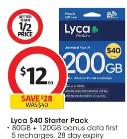 Coles Lyca $40 Starter Pack offer