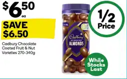 Woolworths Cadbury Chocolate Coated Fruit & Nut Varieties offer