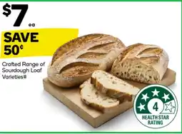 Woolworths Crafted Range of Sourdough Loaf Varieties offer