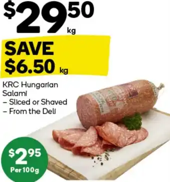 Woolworths KRC Hungarian Salami offer