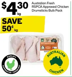 Woolworths Australian Fresh RSPCA Approved Chicken Drumsticks Bulk Pack offer