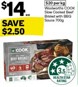 Woolworths Woolworths COOK Slow Cooked Beef Brisket with BBQ Sauce offer