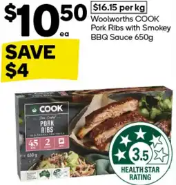 Woolworths Woolworths COOK Pork Ribs with Smokey BBQ Sauce offer