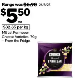 Woolworths Mil Lel Parmesan Cheese Varieties offer