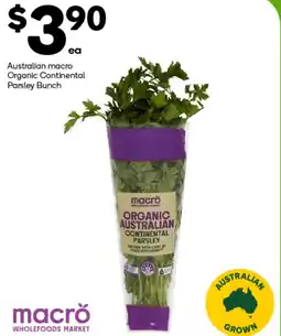 Woolworths Australian macro Organic Continental Parsley Bunch offer