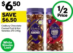 Woolworths Cadbury Chocolate Coated Fruit & Nut Varieties offer